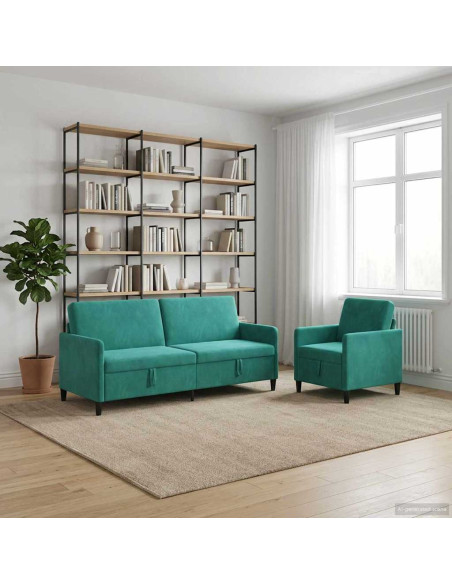 Set di Divani con Storage 2 pz Turchese Poliestere