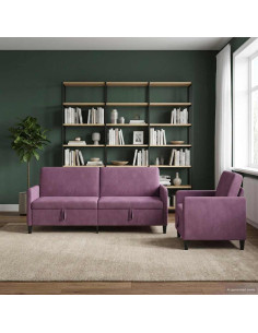 Set di Divani con Storage 2 pz Viola Poliestere