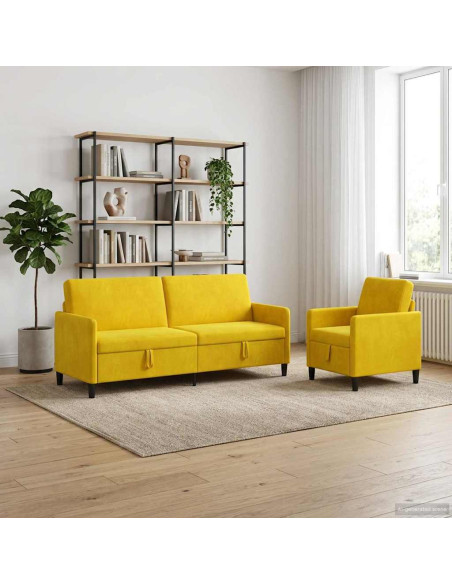 Set di Divani con Storage 2 pz Giallo Poliestere