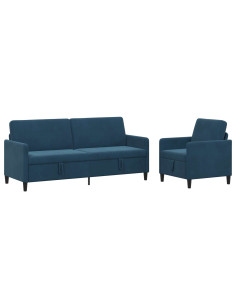 Set di Divani con Storage 2 pz Blu Poliestere 2