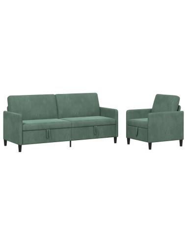 Set di Divani con Storage 2 pz Verde Mare Poliestere
