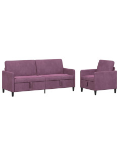Set di Divani con Storage 2 pz Viola Poliestere 2