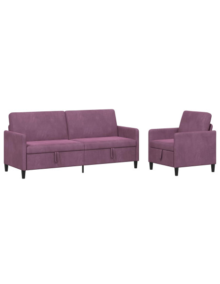 Set di Divani con Storage 2 pz Viola Poliestere