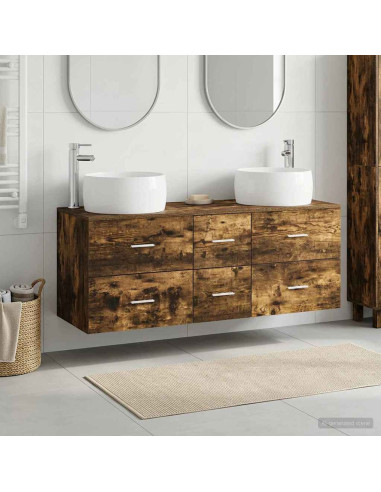 Set di mobili per il bagno 3 pz Rovere Fumo 49,5 x 44,5 x 66 cm