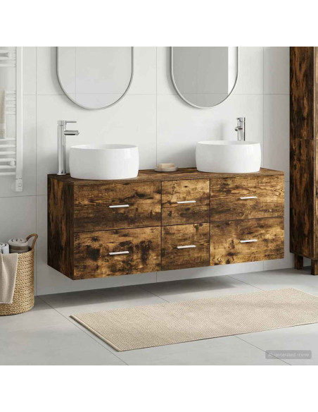 Set di mobili per il bagno 3 pz Rovere Fumo 49,5 x 44,5 x 66 cm