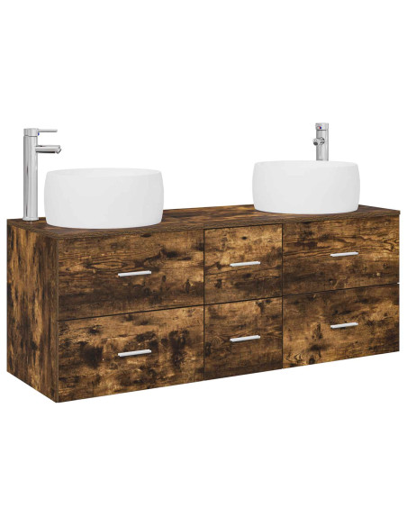 Set di mobili per il bagno 3 pz Rovere Fumo 49,5 x 44,5 x 66 cm
