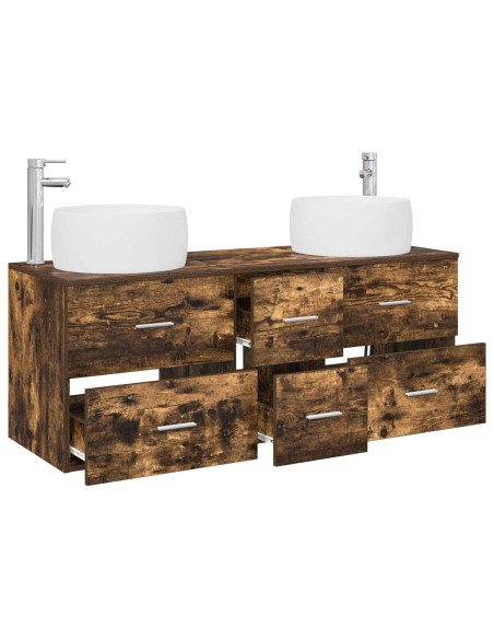 Set di mobili per il bagno 3 pz Rovere Fumo 49,5 x 44,5 x 66 cm