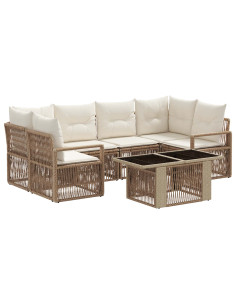 Set Divano da Giardino 7 pz Beige e Bianco Crema polyrattan 2