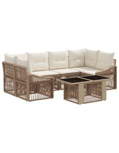 Set Divano da Giardino 7 pz Beige e Bianco Crema polyrattan 2