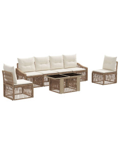 Set Divano da Giardino 7 pz Beige e Bianco Crema polyrattan 2