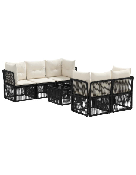 Set Divano da Giardino 6 pz Nero polyrattan
