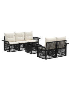 Set Divano da Giardino 6 pz Nero polyrattan 2