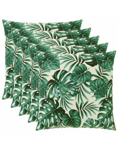Federa 6 pcs HEERLEN Motivo a Foglie 80 x 80 cm Poliestere