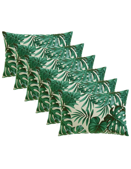 Federa 6 pcs HEERLEN Motivo a Foglie 50 x 70 cm Poliestere