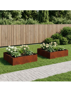 Vaso da giardino 2 pz Ruggine 100 x 100 x 30 cm Acciaio Corten