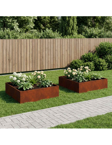 Vaso da giardino 2 pz Ruggine 100 x 100 x 30 cm Acciaio Corten