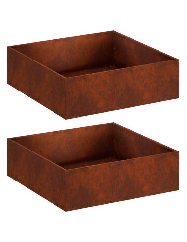 Vaso da giardino 2 pz Ruggine 100 x 100 x 30 cm Acciaio Corten