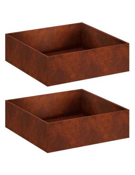 Vaso da giardino 2 pz Ruggine 100 x 100 x 30 cm Acciaio Corten