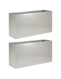 Vaso da giardino 2 pz Argento 100 x 30 x 50 cm Acciaio Inox 2