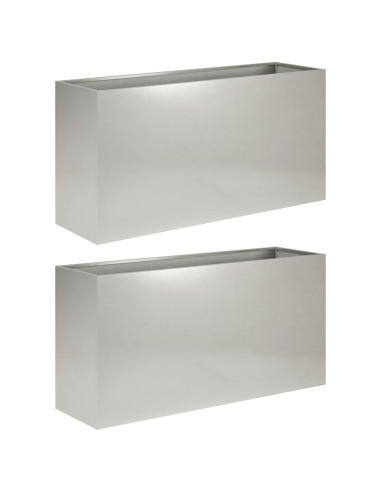 Vaso da giardino 2 pz Argento 100 x 30 x 50 cm Acciaio Inox