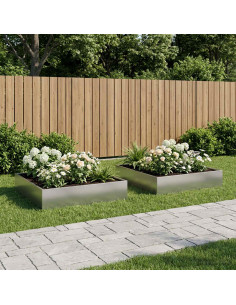 Vaso da giardino 2 pz Argento 100 x 100 x 20 cm Acciaio zincato