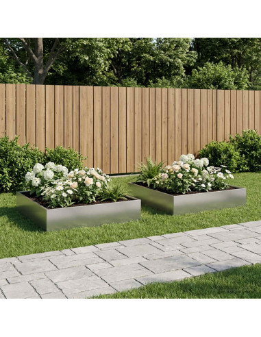 Vaso da giardino 2 pz Argento 100 x 100 x 20 cm Acciaio zincato