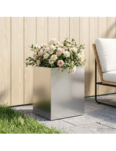 Vaso da giardino Argento 40 x 30 x 50 cm Acciaio Inox