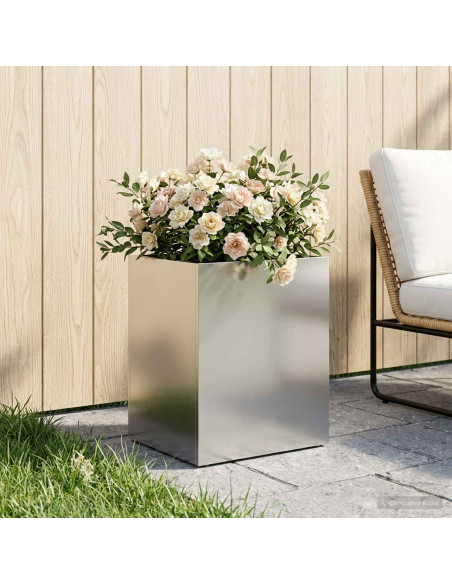 Vaso da giardino Argento 40 x 30 x 50 cm Acciaio Inox
