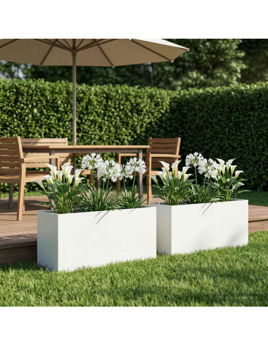 Vaso da giardino 2 pz Bianco 100 x 30 x 50 cm