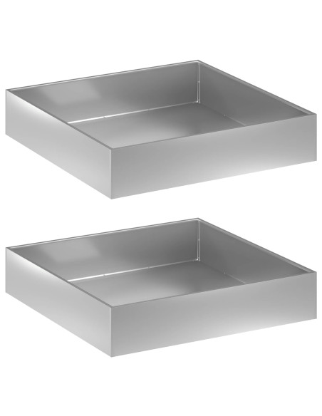 Vaso da giardino 2 pz Argento 100 x 100 x 20 cm Acciaio zincato