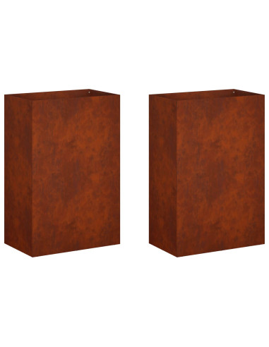 Vaso da giardino 2 pz Ruggine 50 x 30 x 75 cm Acciaio Corten