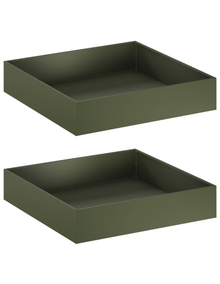 Vaso da giardino 2 pz Verde Oliva 100 x 100 x 20 cm