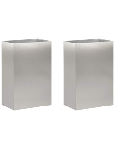 Vaso da giardino 2 pz Argento 50 x 30 x 75 cm Acciaio Inox 2
