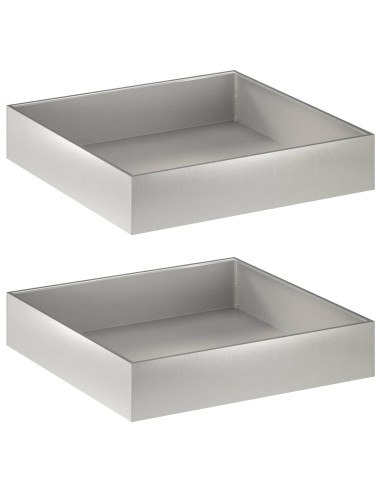 Vaso da giardino 2 pz Argento 100 x 100 x 20 cm Acciaio Inox