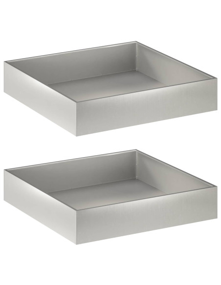 Vaso da giardino 2 pz Argento 100 x 100 x 20 cm Acciaio Inox