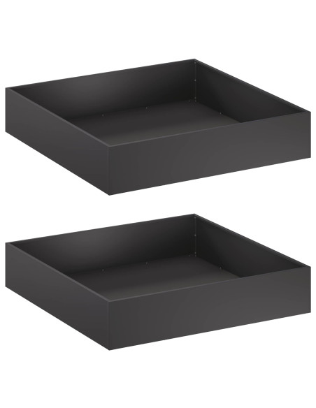 Vaso da giardino 2 pz Nero 100 x 100 x 20 cm
