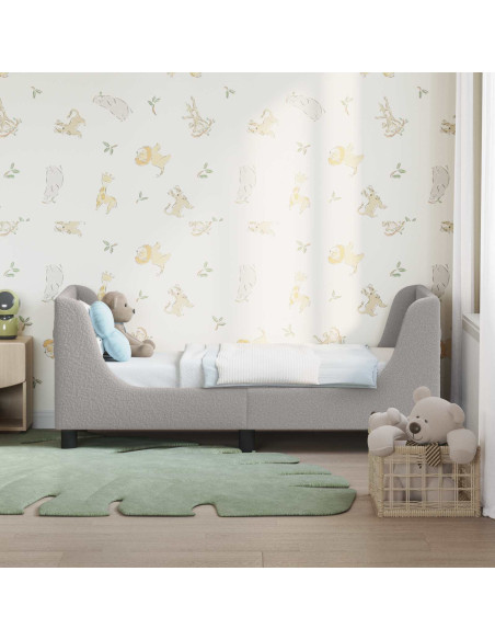 Struttura letto per bambini con testata Grigio Chiaro Bouclé