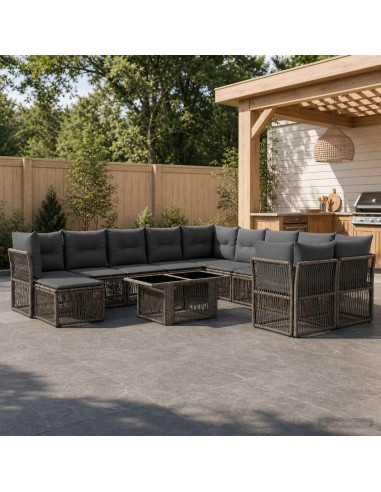 Set Divano da Giardino 12 pz Grigio polyrattan