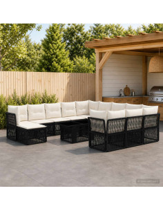 Set Divano da Giardino 13 pz Nero polyrattan