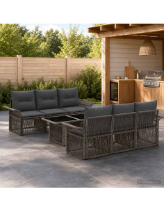 Set Divano da Giardino 7 pz Grigio e Grigio Scuro polyrattan