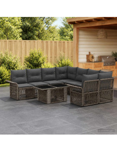 Set Divano da Giardino 9 pz Grigio e Grigio Scuro polyrattan