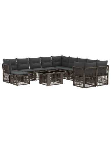 Set Divano da Giardino 12 pz Grigio polyrattan