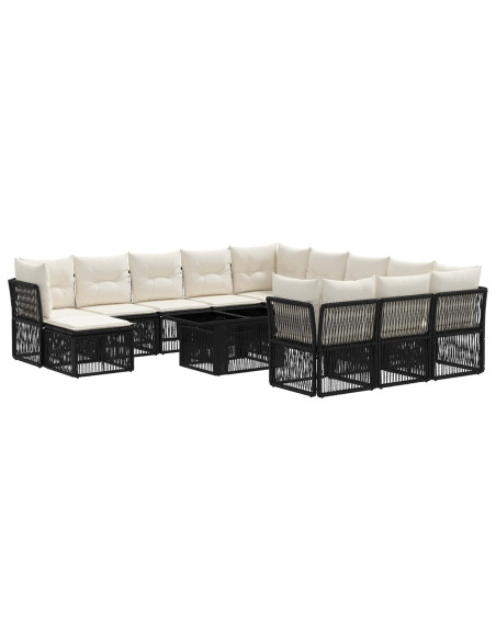 Set Divano da Giardino 13 pz Nero polyrattan