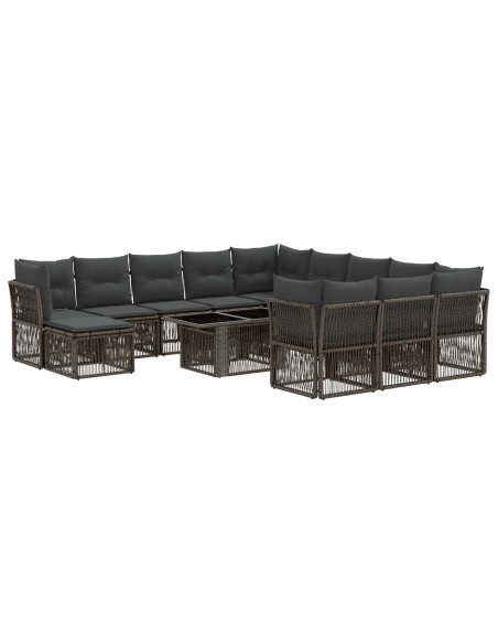 Set Divano da Giardino 13 pz Grigio e Grigio Scuro polyrattan