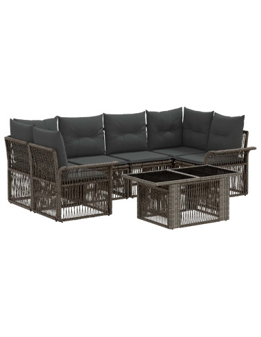 Set Divano da Giardino 7 pz Grigio e Grigio Scuro polyrattan