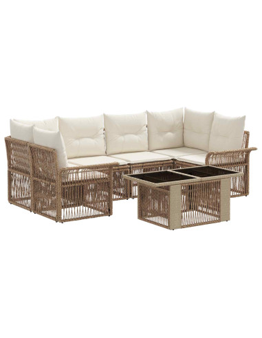 Set Divano da Giardino 7 pz Beige e Bianco Crema polyrattan