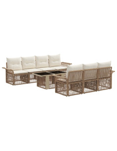 Set Divano da Giardino 8 pz Beige e Bianco Crema polyrattan 2