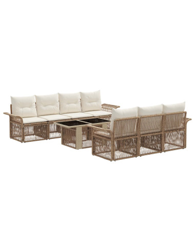 Set Divano da Giardino 8 pz Beige e Bianco Crema polyrattan