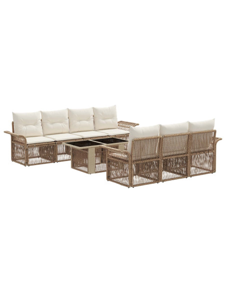 Set Divano da Giardino 8 pz Beige e Bianco Crema polyrattan