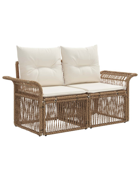 Set Divano da Giardino 8 pz Beige e Bianco Crema polyrattan